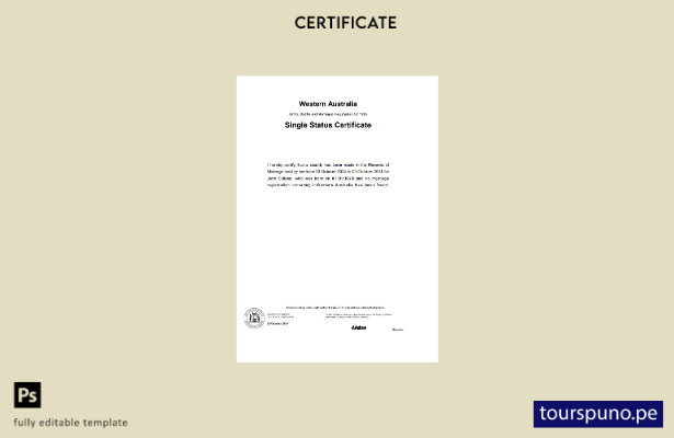 listo para imprimir plantilla de certificado de divorcio de Australia Occidental